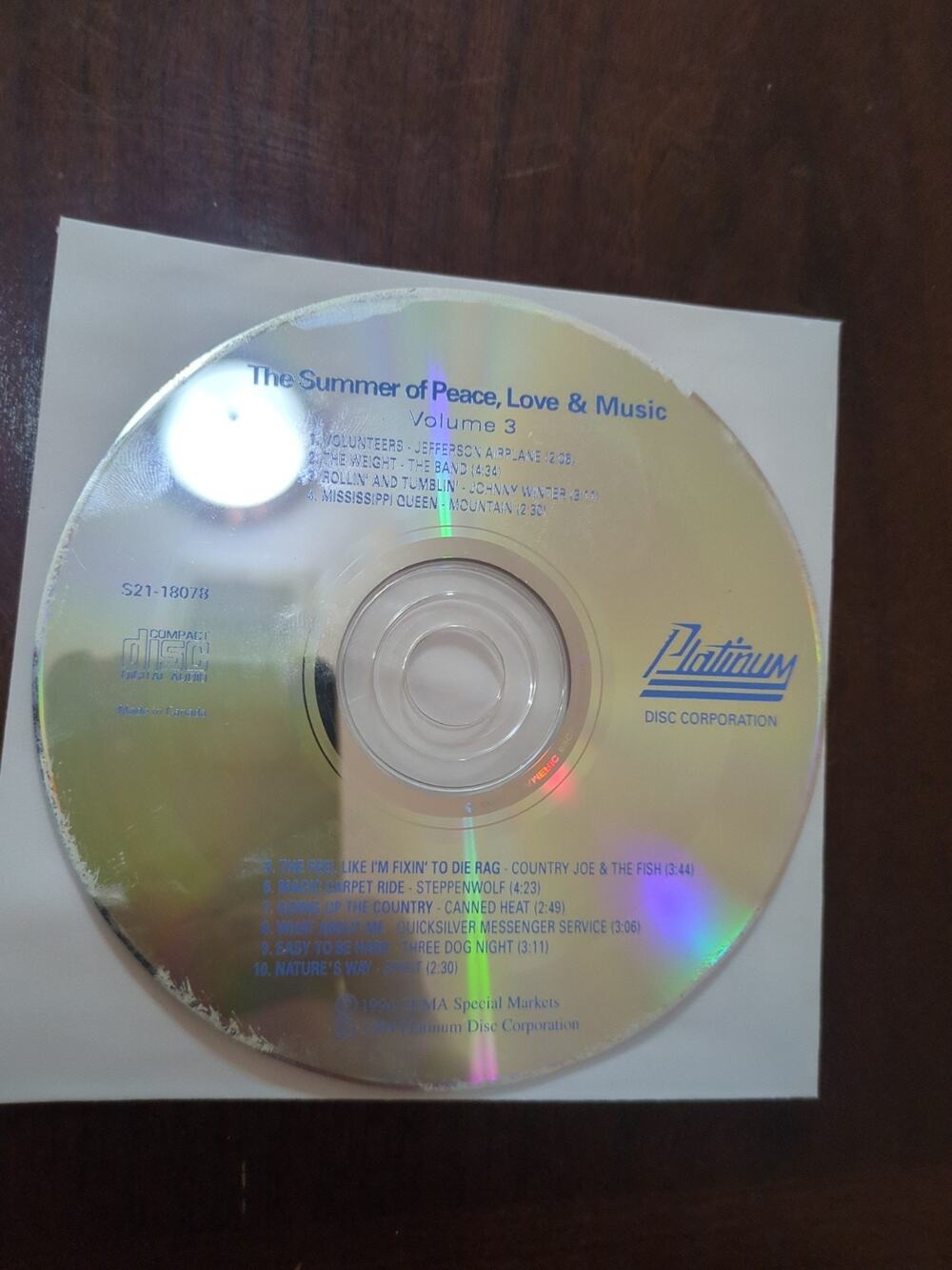 The Summer Of Peace ,Love & Music Volume 3 (CD 1994) disc only